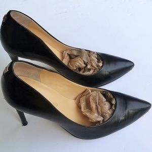 IVANKA TRUMP BLACK LEATHER POINT TOE HEEL SHOES 7M